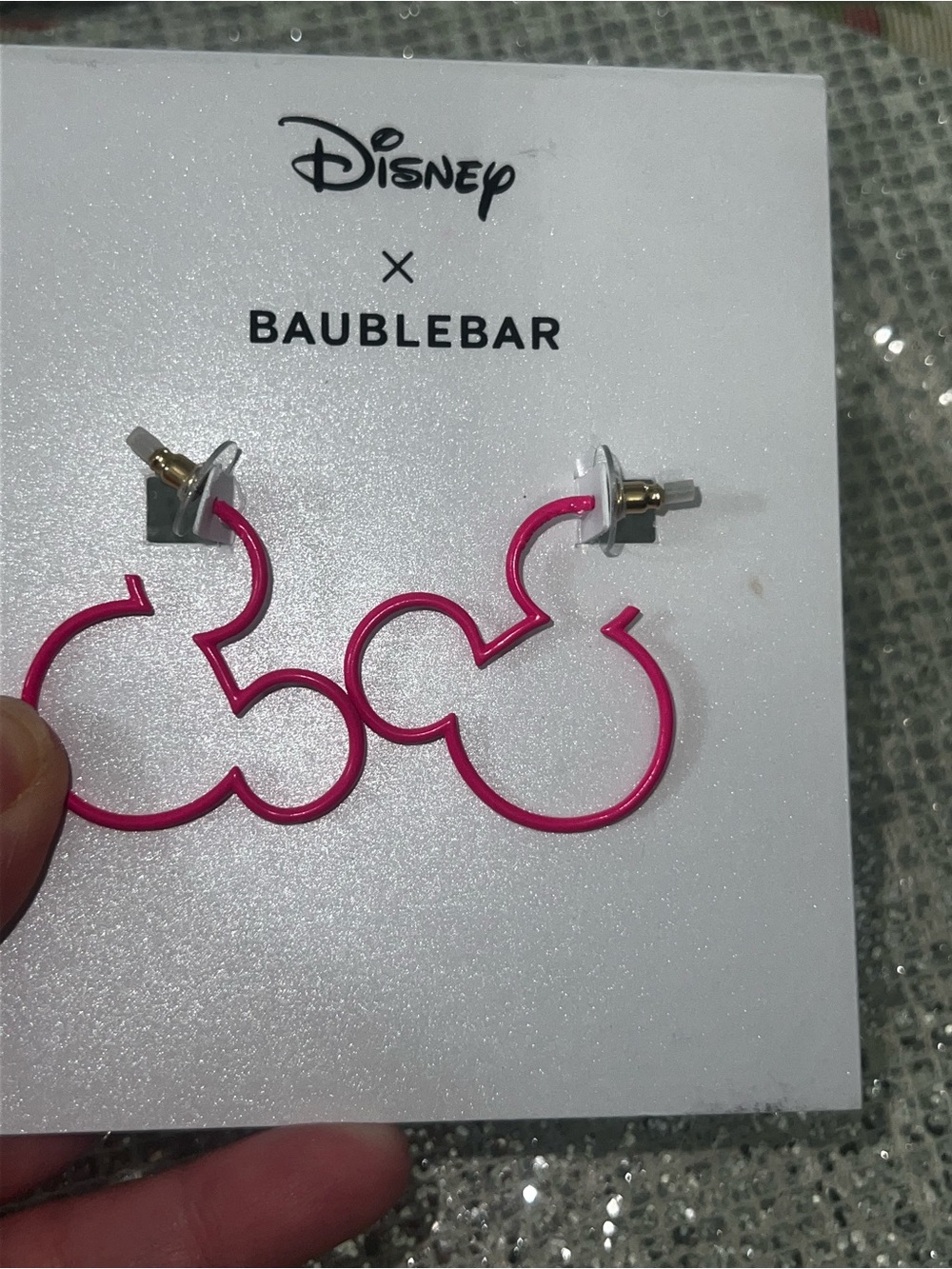 Disney x BaubleBar Hot Pink Mickey Mouse Silhouette Hoop Earrings